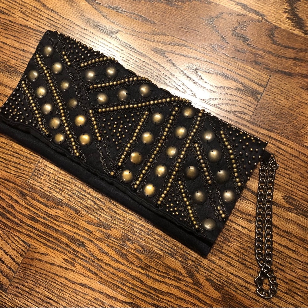 Black Express Clutch with beads